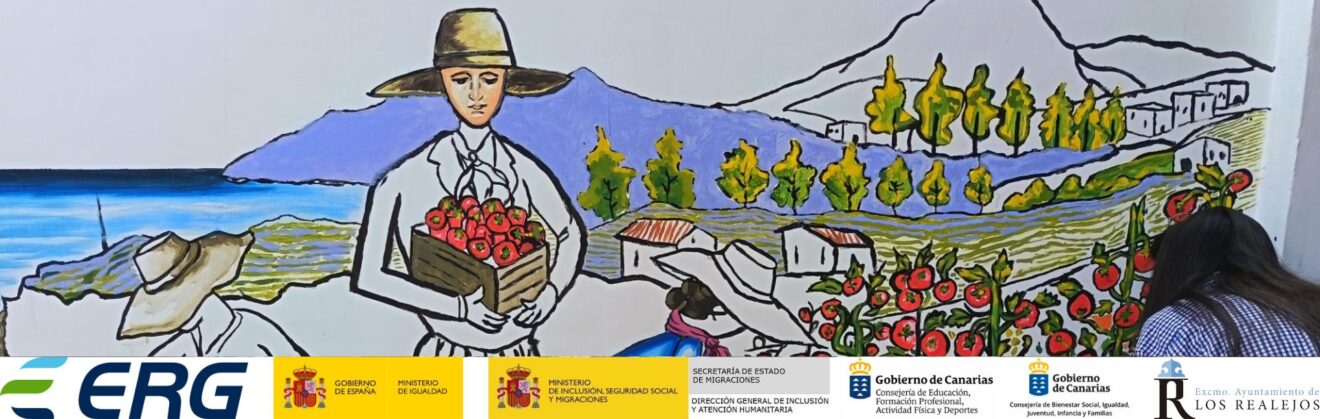 Murales de mujeres con historia a través un recorrido artístico por su papel en el campo en el CEO La Pared de Tenerife