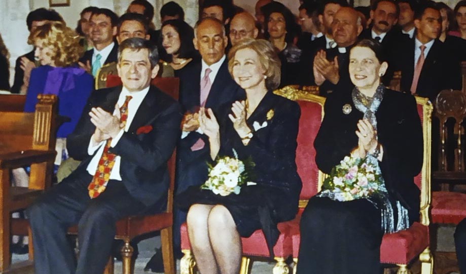 La Princesa Irene de Grecia junto a S. M. La Reina Dª. SOdía y Enrique Barón, presidente de la Fundación Yehudi Menuhin España